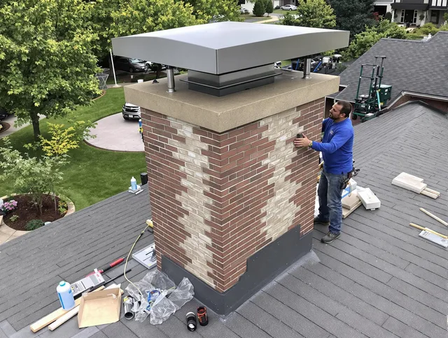 Jerome Chimney Sweep team working on a custom chimney remodel in Jerome, OH