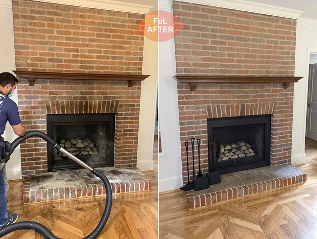 Jerome Chimney Sweep carefully sanitizing a fireplace in Jerome, OH