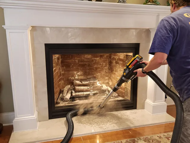 Fireplace cleaning performed by Jerome Chimney Sweep in Jerome, OH